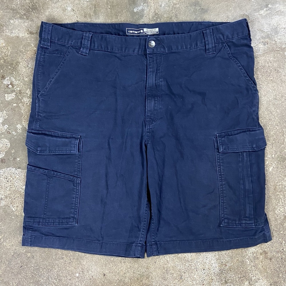 Carhartt Rugged Flex Canvas Cargo Shorts Size 42 Navy Blue Relaxed Fit Work Wear
